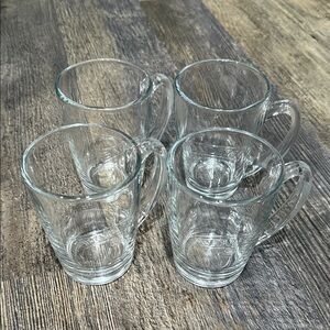 4 Crystal Clear Glass Mug Set